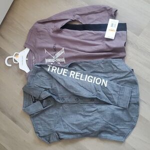 Boys True Religion Button up size small and Calvin Klein 2 piece boys set size 7